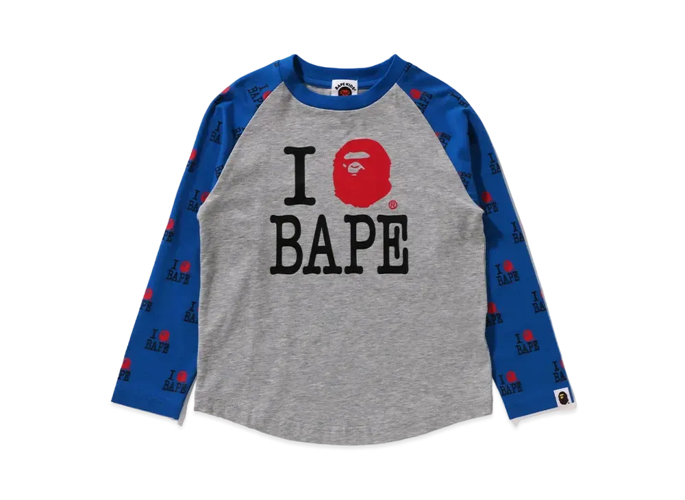 A BATHING APE I Love Bape Raglan LS Tee "Gray"