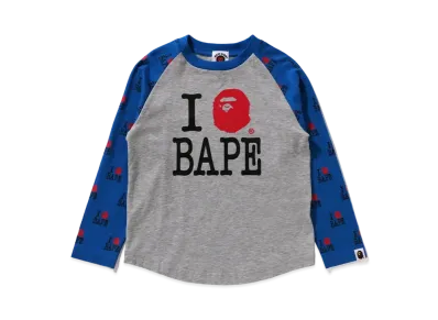 A BATHING APE I Love Bape Raglan LS Tee "Gray"