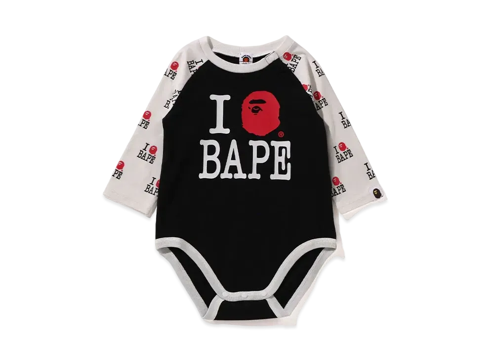 A BATHING APE I Love Bape Baby Bodysuit "Black"