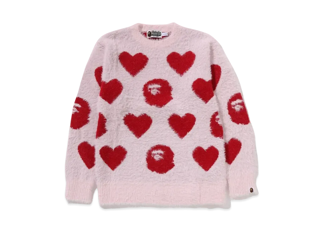 A BATHING APE I Love Bape Monogram Wool Mix Sweater "Pink"