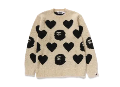 A BATHING APE I Love Bape Monogram Wool Mix Sweater "Beige"