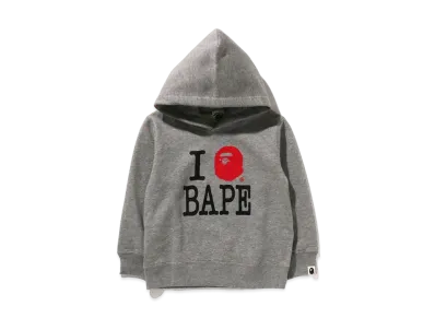 A BATHING APE I Love Bape Pullover Hoodie "Gray"