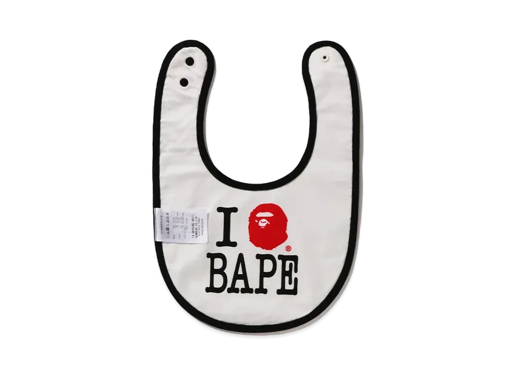 A BATHING APE I Love Bape Reversible Bib "Gray"