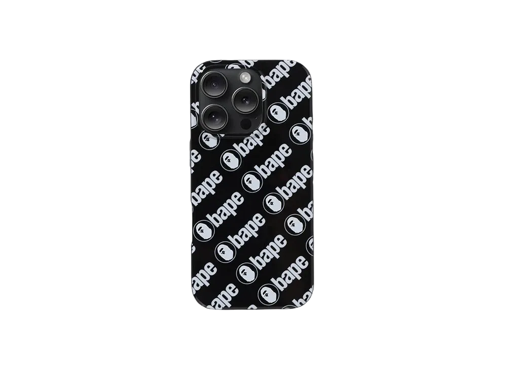 A BATHING APE Bape Pattern Case For Iphone 16 Pro "Black"
