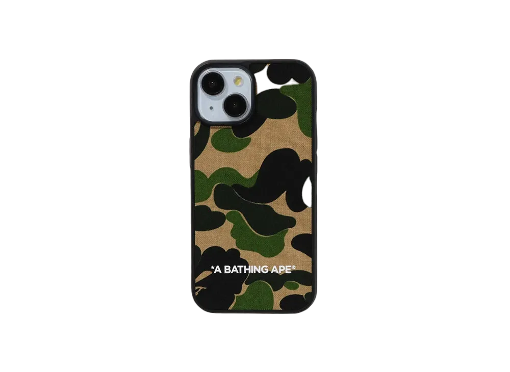 A BATHING APE Abc Camo Cloth Fabric Case For Iphone 15 "Green"