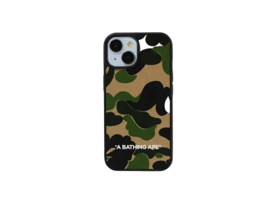 A BATHING APE Abc Camo Cloth Fabric Case For Iphone 15 "Green"