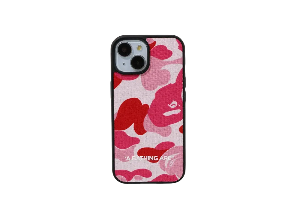 A BATHING APE Abc Camo Cloth Fabric Case For Iphone 15 "Pink"