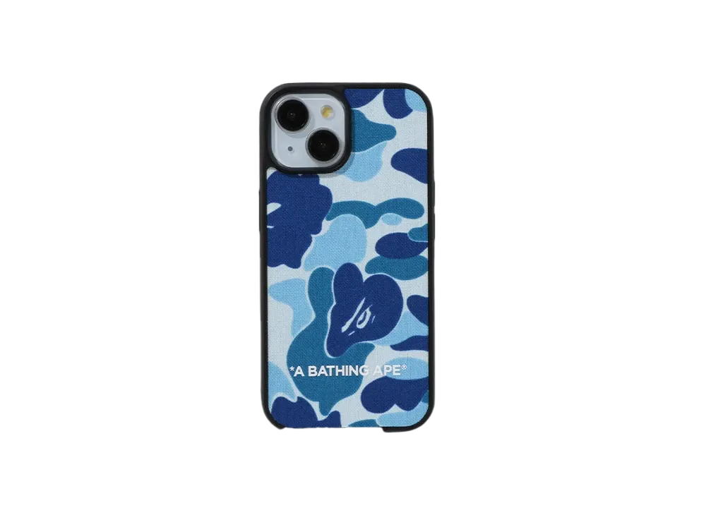 A BATHING APE Abc Camo Cloth Fabric Case For Iphone 15 "Blue"