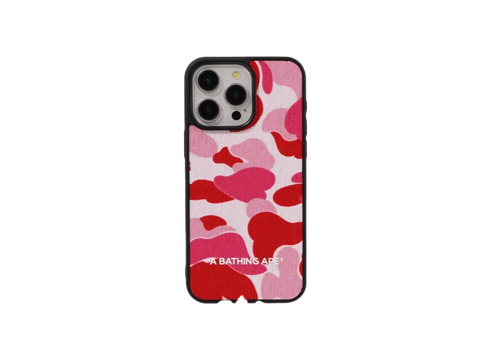 A BATHING APE Abc Camo Cloth Fabric Case For Iphone 15 Pro "Pink"