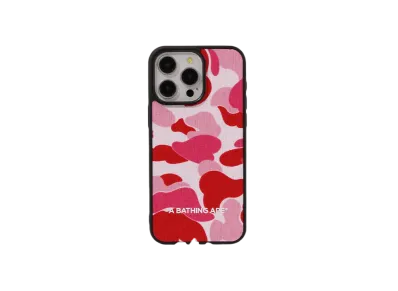 A BATHING APE Abc Camo Cloth Fabric Case For Iphone 15 Pro "Pink"