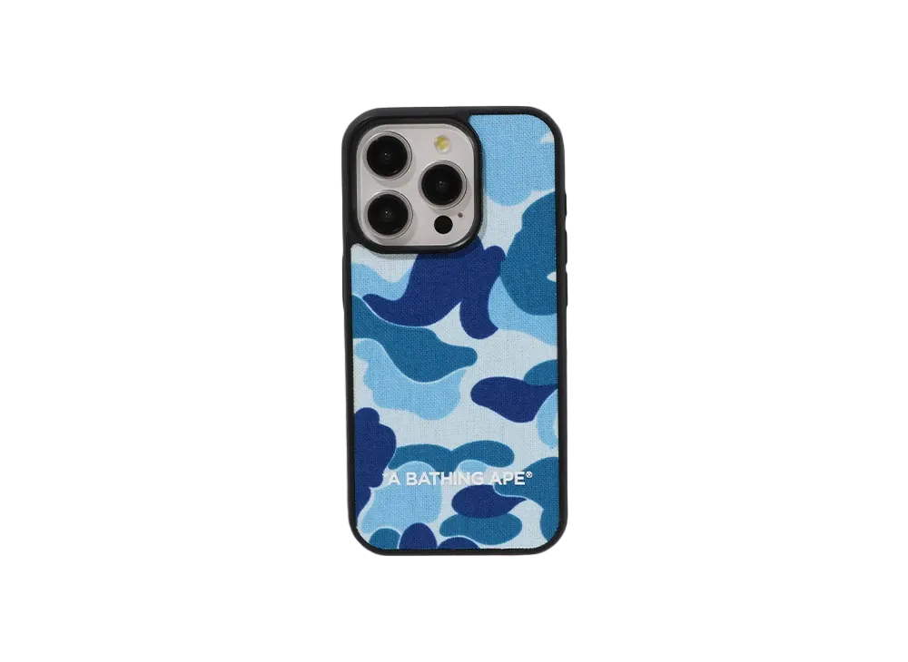 A BATHING APE Abc Camo Cloth Fabric Case For Iphone 15 Pro "Blue"