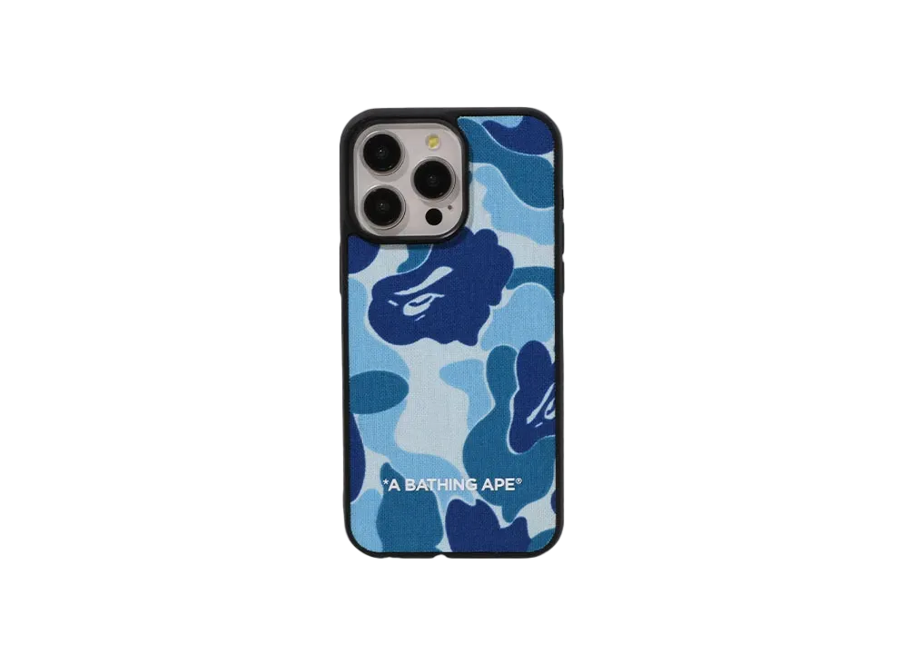A BATHING APE Abc Camo Cloth Fabric Case For Iphone 15 Pro Max "Blue"