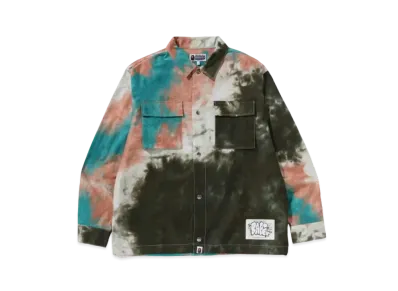 A BATHING APE Tie Dye Relaxed Fit CPO Shirts "Olive Drab"