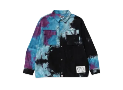A BATHING APE Tie Dye Relaxed Fit CPO Shirts "Black"