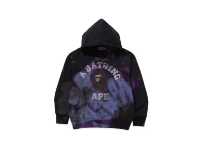 A BATHING APE Tie Dye College Relaxed Fit Pullover Hoodie "Black"