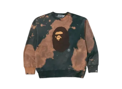 A BATHING APE Tie Dye Ape Head Relaxed Fit Crewneck Sweatshirt "Beige"