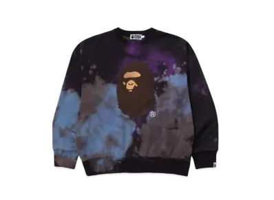 A BATHING APE Tie Dye Ape Head Relaxed Fit Crewneck Sweatshirt "Black"