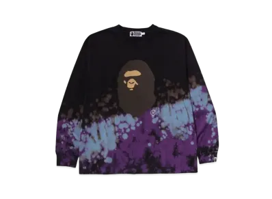 A BATHING APE Tie Dye Ape Head Relaxed Fit LS Tee "Black"