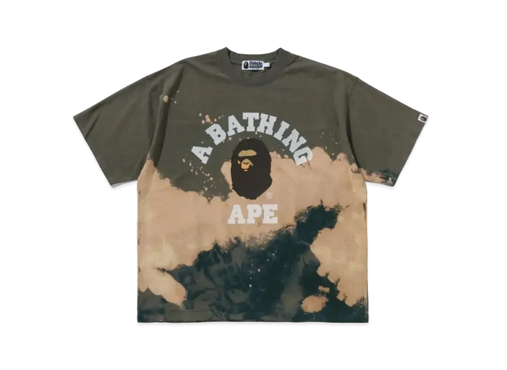 A BATHING APE Tie Dye College Relaxed Fit Tee "Beige"