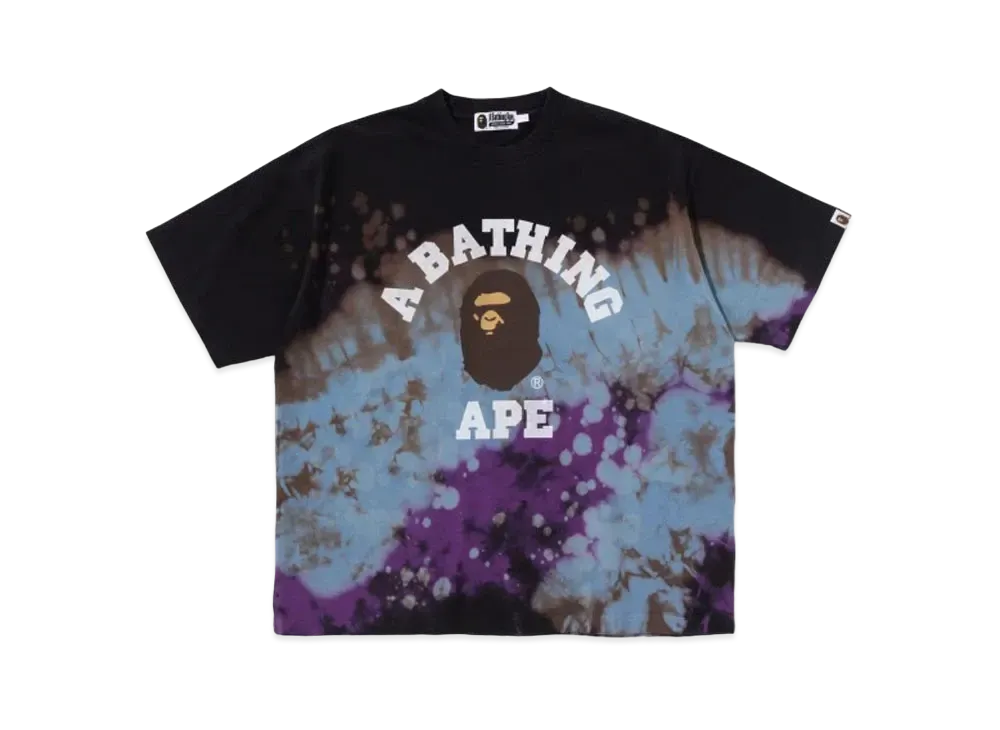A BATHING APE Tie Dye College Relaxed Fit Tee "Black"