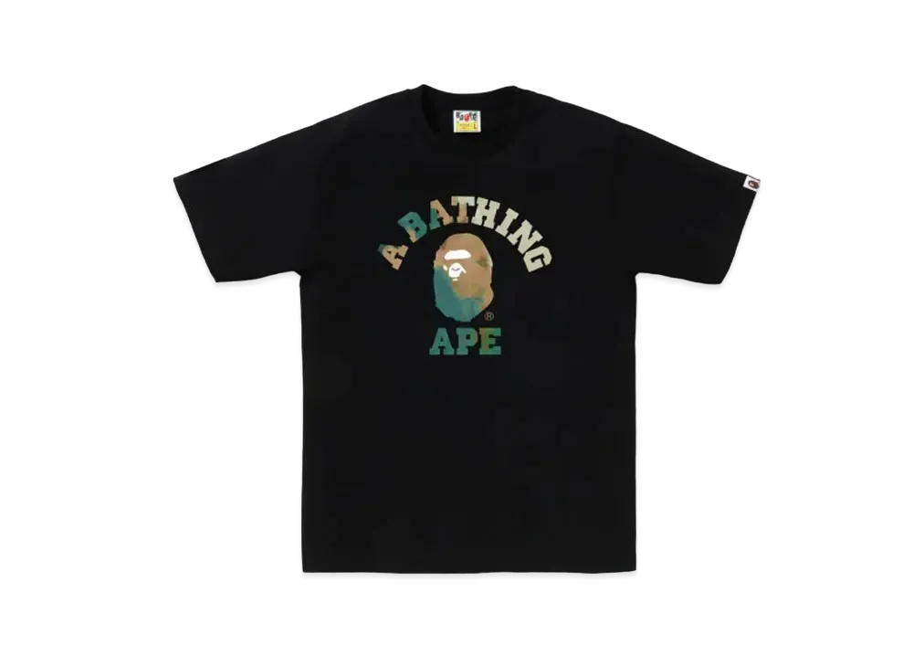 A BATHING APE Tie Dye College Tee "Black Beige"