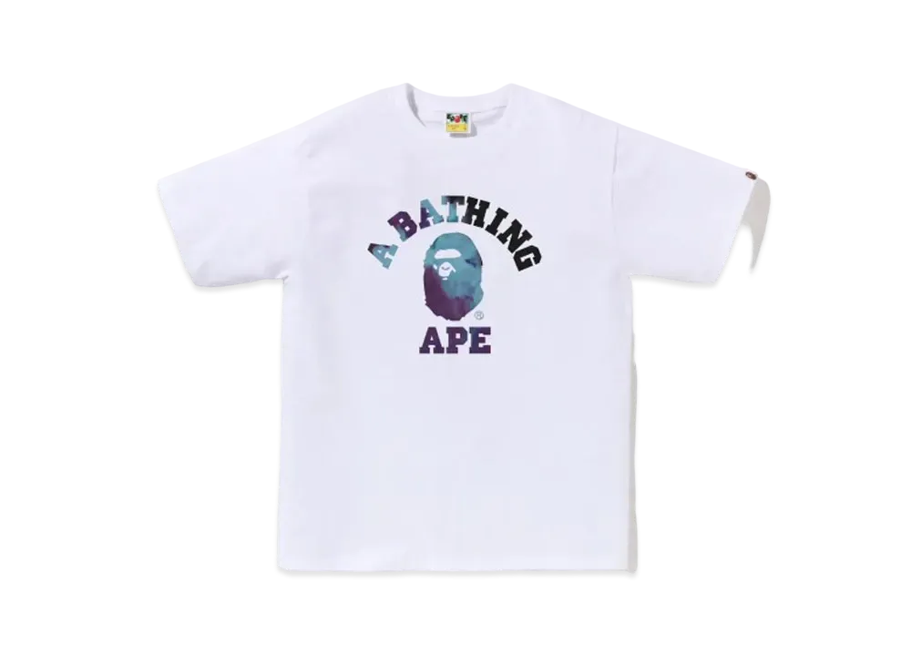 A BATHING APE Tie Dye College Tee "White Black"