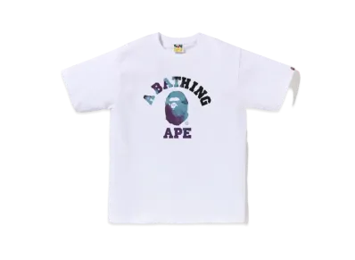 A BATHING APE Tie Dye College Tee "White Black"