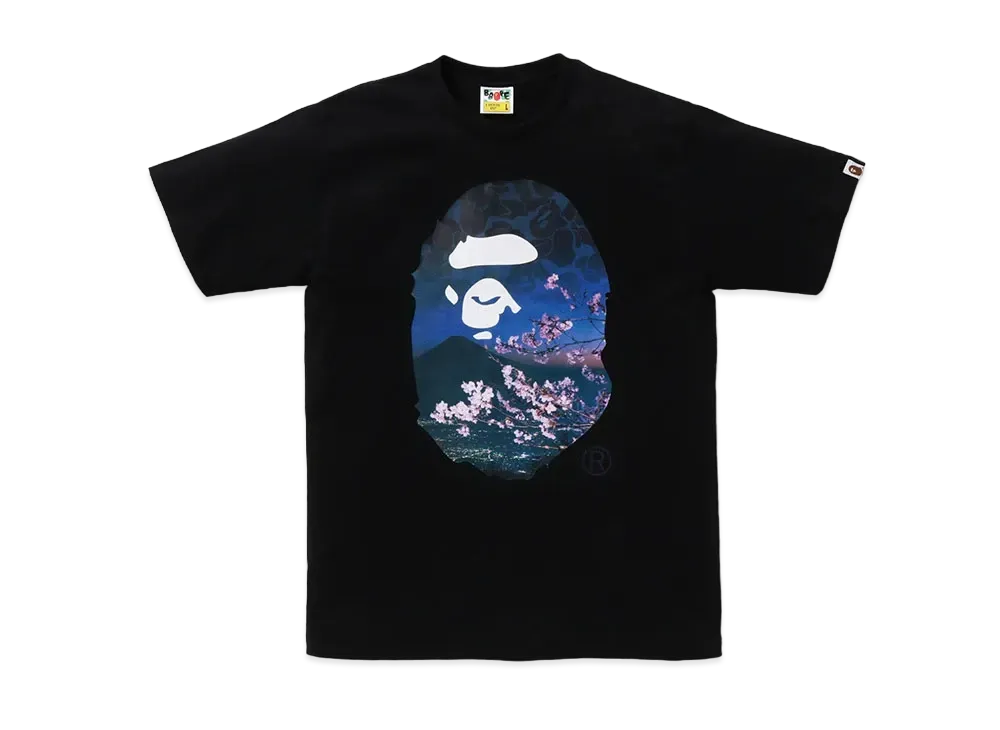 A BATHING APE Sakura Photo Ape Head Tee #2 "Black"
