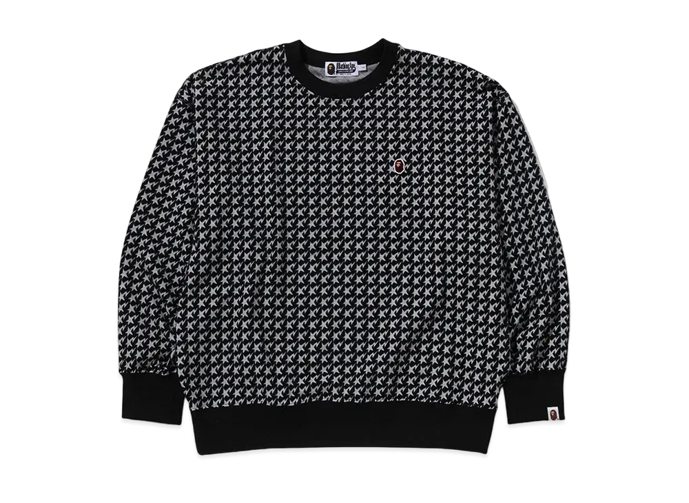 A BATHING APE Jacquard Relaxed Fit Crewneck Sweatshirt "Black"