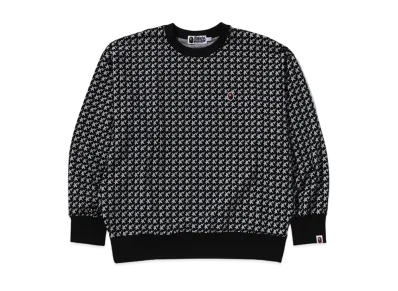 A BATHING APE Jacquard Relaxed Fit Crewneck Sweatshirt "Black"
