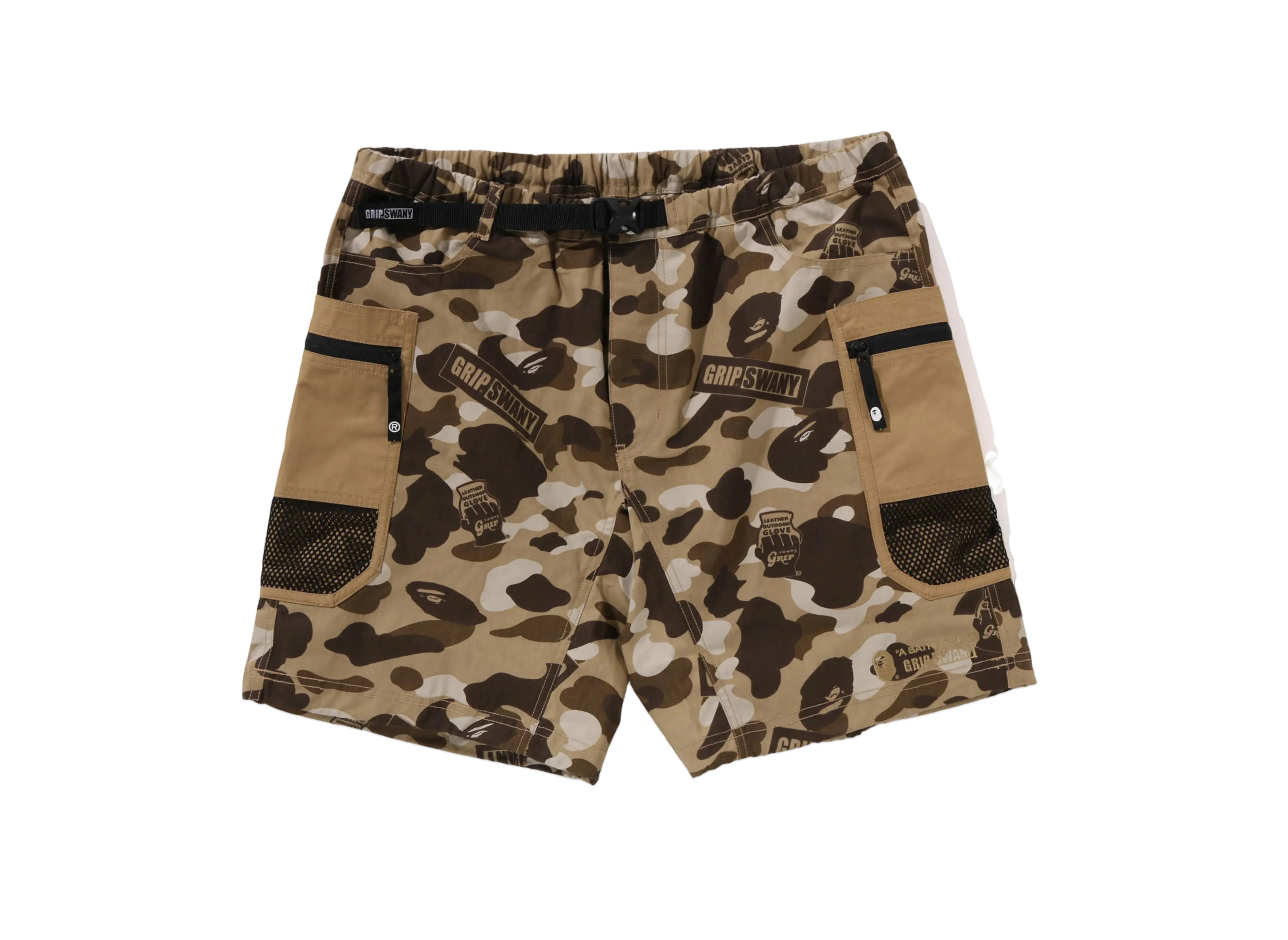 A BATHING APE x GRIP SWANY Camo Fireproof Gear Buggy Shorts "Beige"