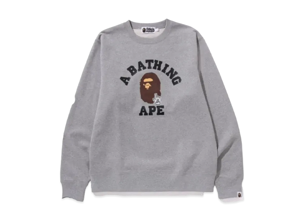 A BATHING APE Go Ape Pointer College Crewneck "Gray"