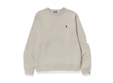 A BATHING APE Ape Head One Point Relaxed Fit Crewneck M "Beige"