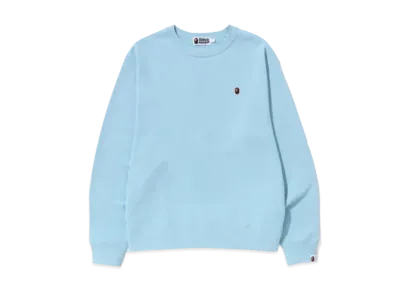 A BATHING APE Ape Head One Point Relaxed Fit Crewneck M "Sax Blue"