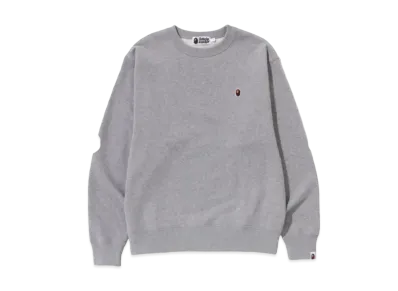 A BATHING APE Ape Head One Point Relaxed Fit Crewneck M "Gray"