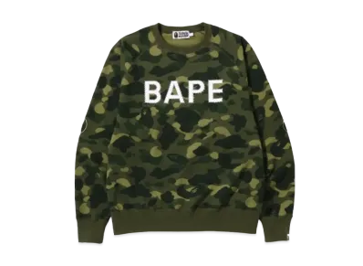 A BATHING APE Color Camo Crystal Stone Relaxed Fit Crewneck M "Green"