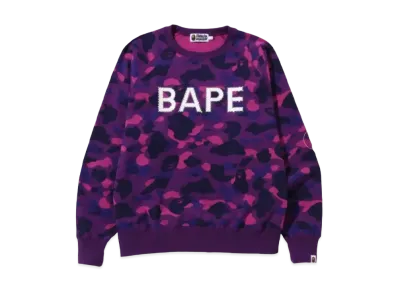 A BATHING APE Color Camo Crystal Stone Relaxed Fit Crewneck M "Purple"