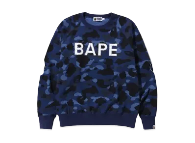A BATHING APE Color Camo Crystal Stone Relaxed Fit Crewneck M "Navy"