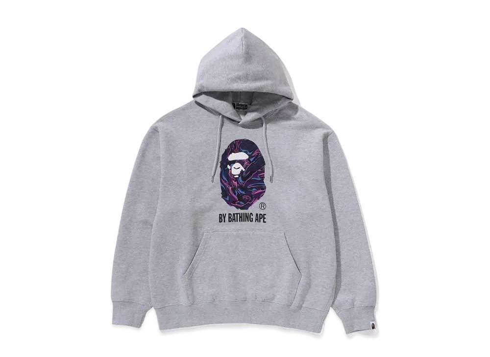 A BATHING APE Marbling Camo By Bathing Ape Relaxed Fit Pullover Hoodie "Gray"