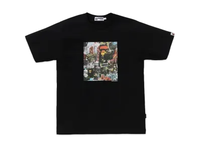 A BATHING APE Flyer Pattern Print Tee "Black"