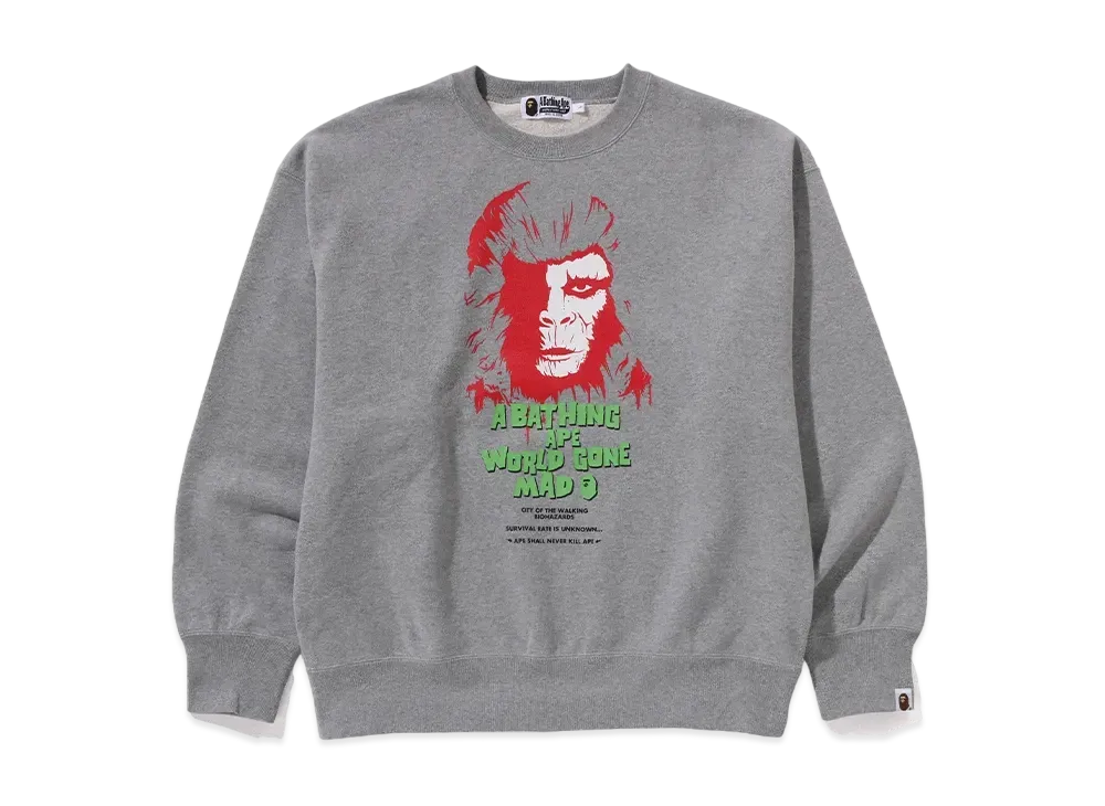 A BATHING APE Horror Relaxed Fit Crewneck Sweatshirt "Gray"
