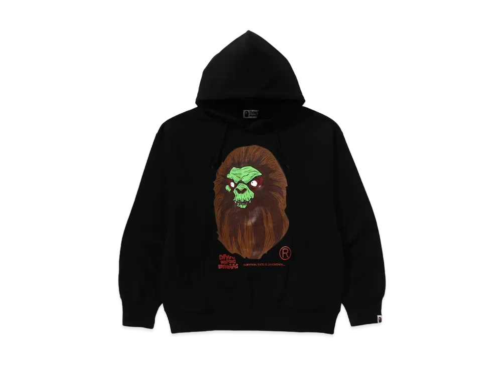 A BATHING APE Horror Mad Face Relaxed Fit Pullover Hoodie "Black"
