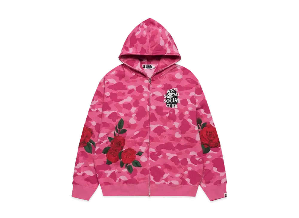 A BATHING APE x ANTI SOCIAL SOCIAL CLUB Assc Full Zip Hoodie "Pink"