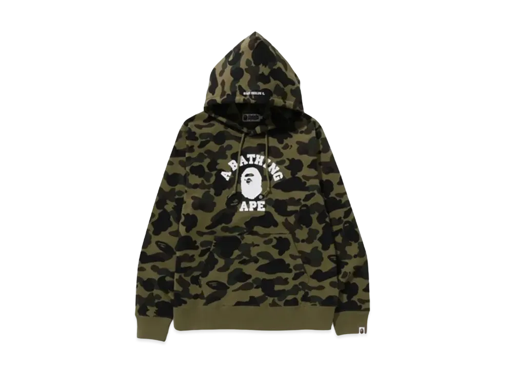 A BATHING APE 1St Camo College Pullover Hoodie "Green"