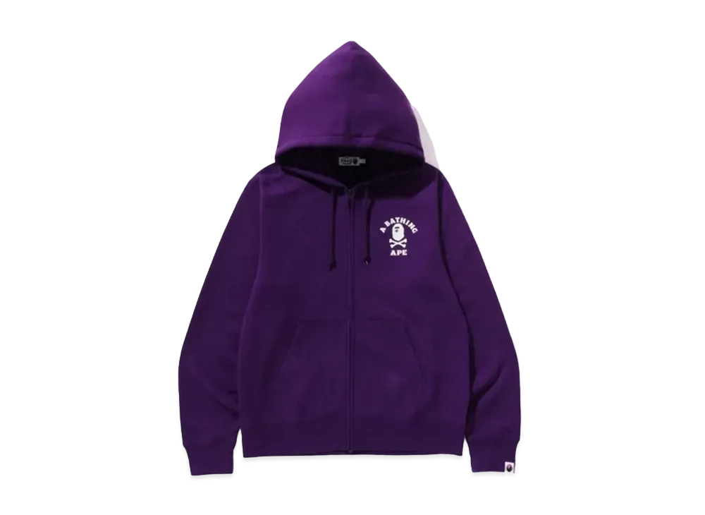 A BATHING APE Ape Crossbone College Zip Hoodie "Purple"