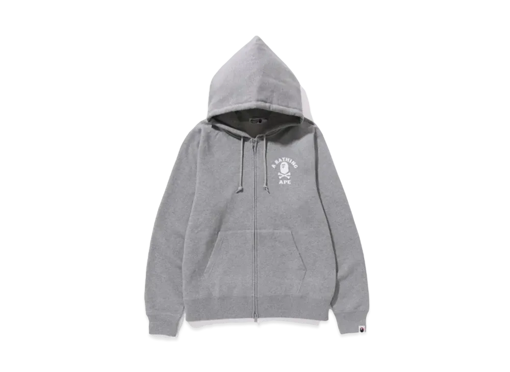 A BATHING APE Ape Crossbone College Zip Hoodie "Gray"