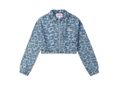 A BATHING APE Pattern Denim Zip Up Jacket With Patch Pocket "Lightindi"