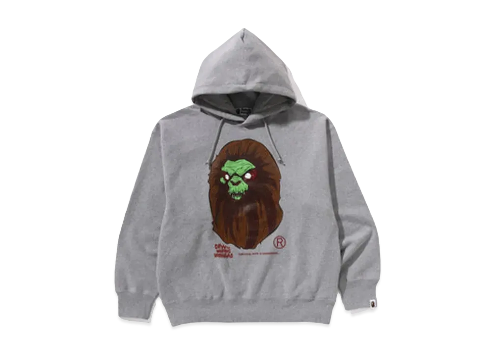 A BATHING APE Bape Horror Mad Face Relaxed Fit Pullover Hoodie "Gray"