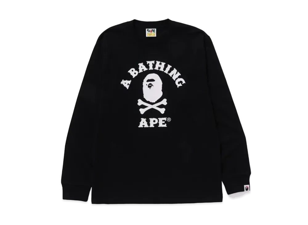 A BATHING APE Ape Crossbone College Ls Tee "Black"
