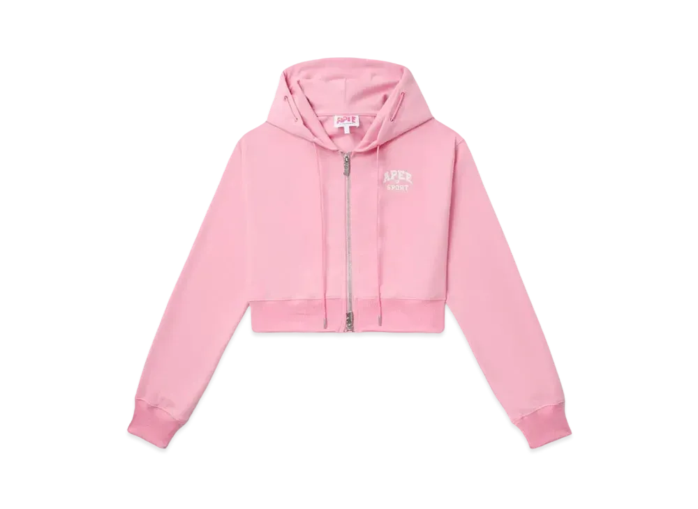 A BATHING APE Zip Up Crop Hoodie "Pink"